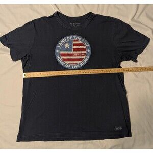 Life is Good Men's XL Land of the Free Home of the Brave Patriotic T-Shirt Blue